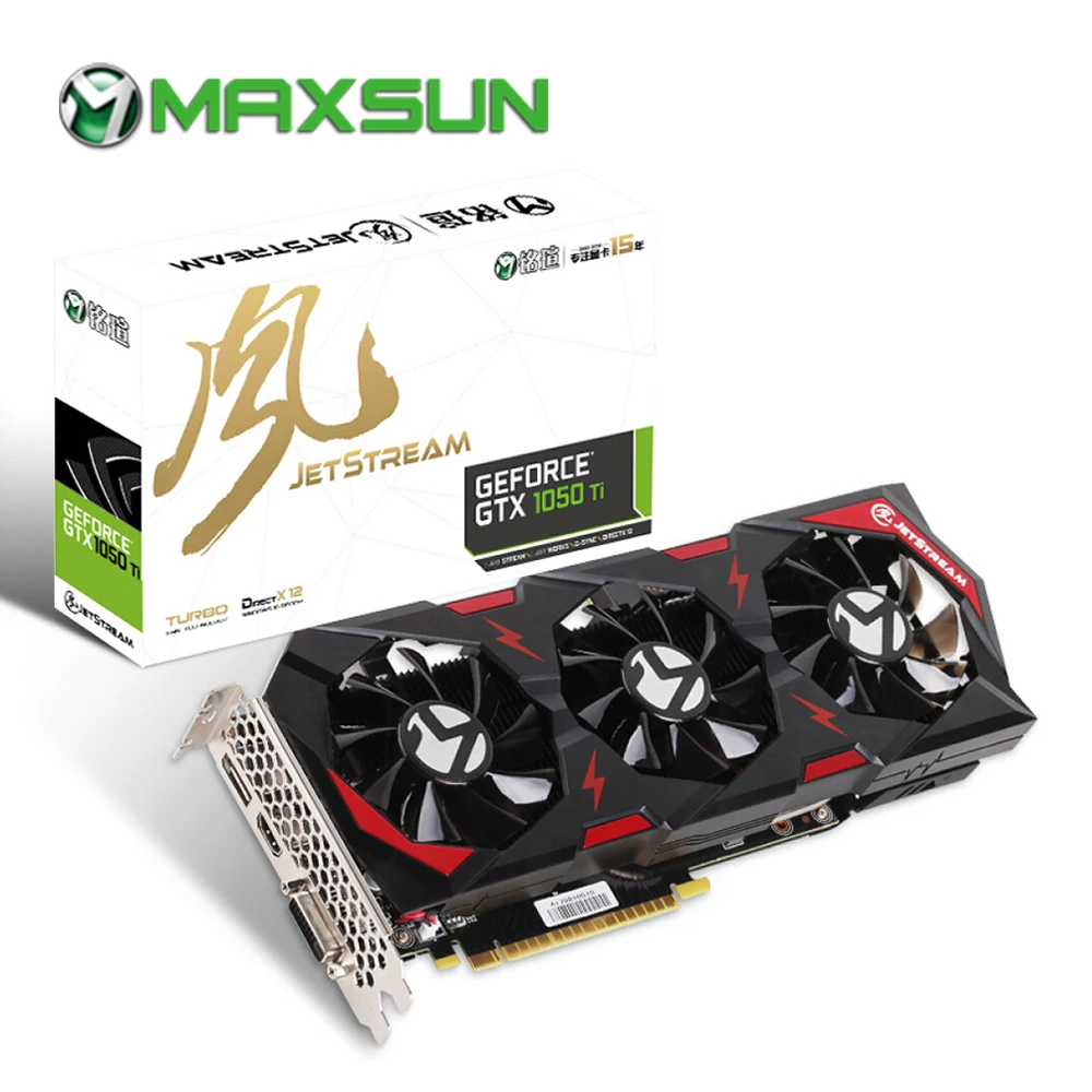Графическая карта MAXSUN gtx 1050ti JetStream 4G gpu 128bit GDDR5 NVIDIA 7000 МГц 1366 768 единиц DVI gtx1050ti