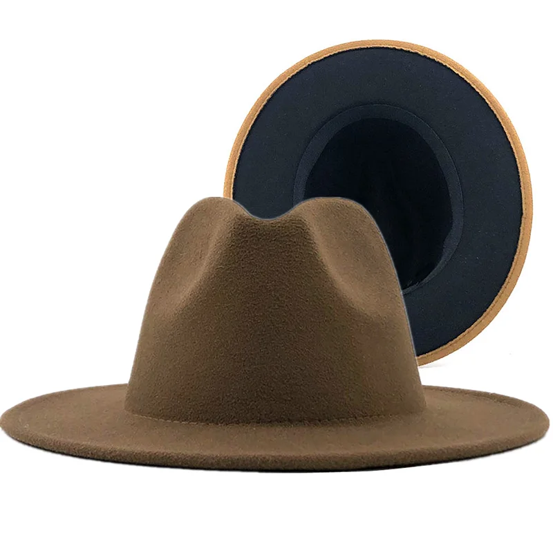 Black Wool Felt Jazz Fedora Hats 