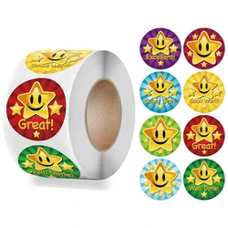 100-1000 Pcs Round Cartoon Reward Stickers Cute Star Rainbow Clouds Sticker for Handmade Gift Decor Labels Kids Reward Stickers