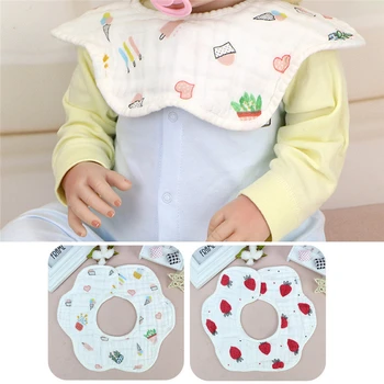 

New Baby Bibs 360 Wrap Rotating Petals 8 Layers Cotton Soft Newborn Infant Saliva Towel Snap Button Baby Bib Water Absorption