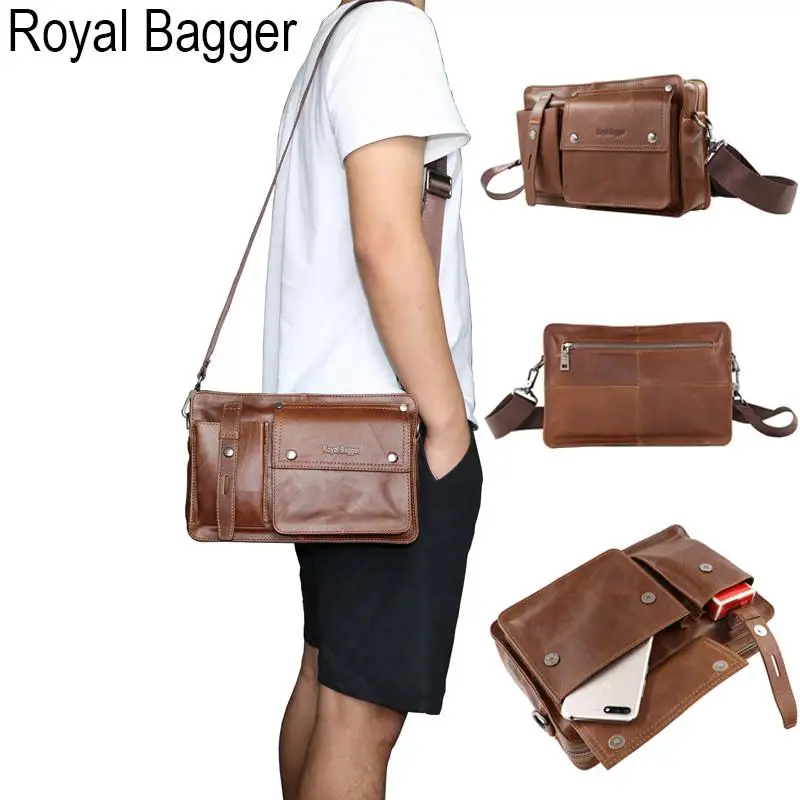 Royal Bagger, натуральная коровья кожа, мужские повседневные сумки на плечо, модные многофункциональные Ретро Мужские Офисные Сумки