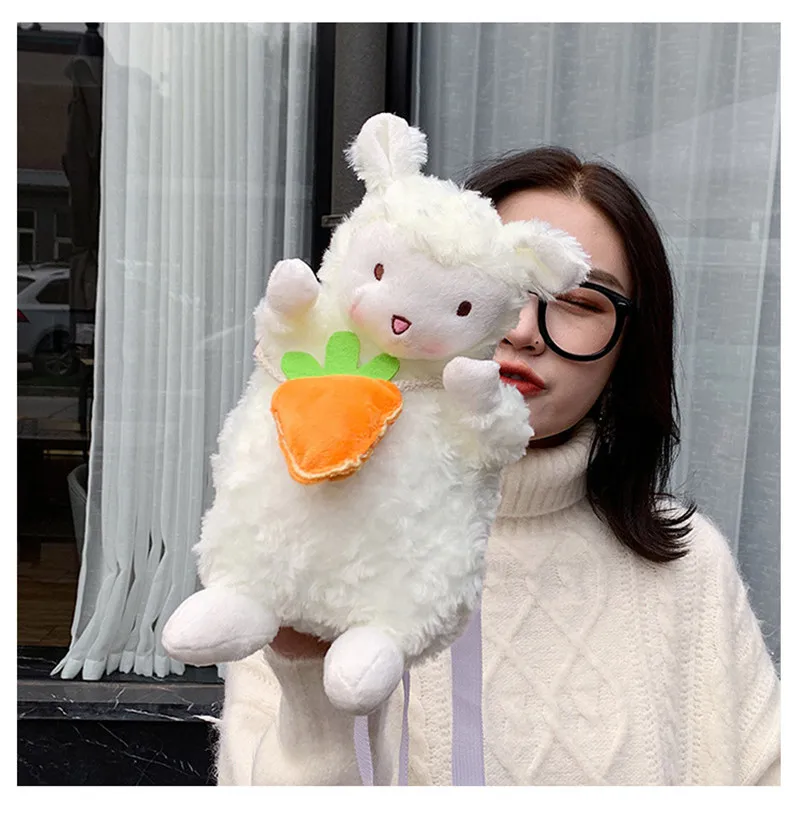 Cute Milk Bottle Carrot Sheep Crossbody Bag Plush Toys White Lamb Sheep Key Phone Coin Shoulder Bags Soft Dolls Gift for Kids Girls  (8)