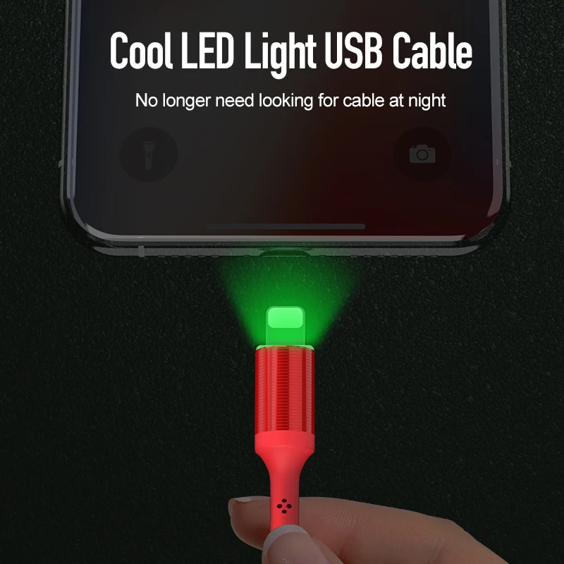 1 2 м светодиодный usb кабель для iphone 8 X XS Max 7 6s быстрое зарядное устройство 2.1A