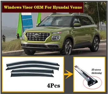 

4pcs Set 2009-2020 OEM For Hyundai Venue Mistra Stainless steel window Visor Shade Vent Wind Rain Deflector Guards Cover