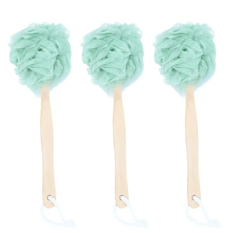 Green 3pcs 4 шт из дерева, с длинной ручкой шарики для ванной портативные щетки для ванной полотенца с цветочным узором для душа - Цвет: Green 3pcs