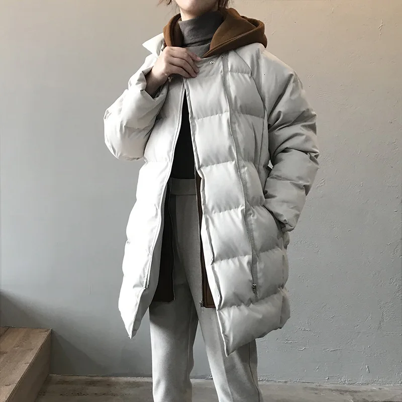 Mooirue осенне-зимняя длинная парка, пальто для женщин, имитация двух теплых длинных хлопковых стеганных вещей, свободная куртка с длинным рукавом
