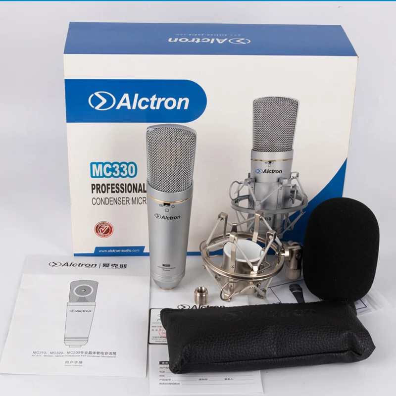 Серебристый Профессиональный Alctron MC330 PET конденсаторный микрофон конденсатор микрофон с записывающим устройством pro Студийный микрофон - Цвет: Серебристый
