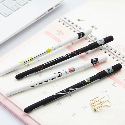 lovely Creative black gel pen 0.5mm ink pen signing pen 12pcs free shipping