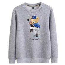 100% Cotton Plus Velvet Baseball Bear Pullover Women's Pullover 2021 Winter Men's Sweatshirt Super Dalian Hoodie Couple Sweater