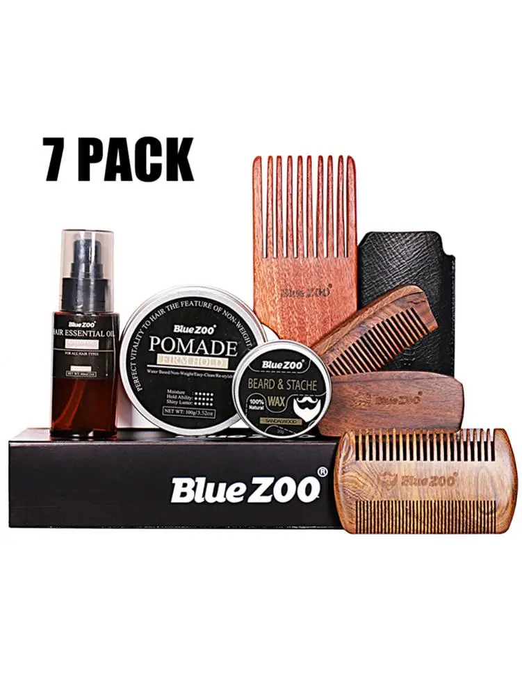 

7PCS/Set Senior Men's Care Beard Carding Kit With Upgraded Gift Box Hair Beard Care Nursing Beard Carding Kit Quick Delivery