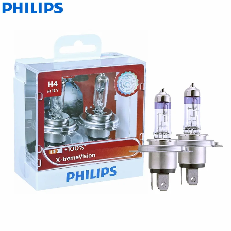 Лампа Philips X-treme Vision 9003 HB2 H4 12 в 60/55 Вт P43t 12342XVS2 100% галогенная автомобисветильник фара