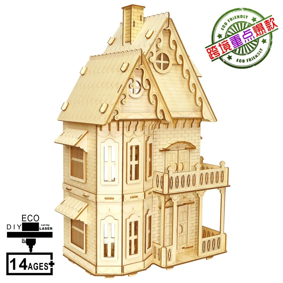 

Gothic Villa Boxed 3D Wooden Model 3D Puzzle Model Jigsaw Puzzle Laser Cutting Processing