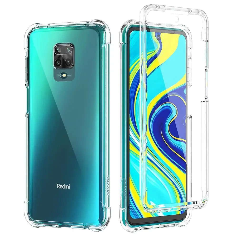 Clear Hard Case for Xiaomi Redmi Note 9S 3 in 1 Soft TPU Transparent case for Redmi Note 9S Shockproof  case cover Capa