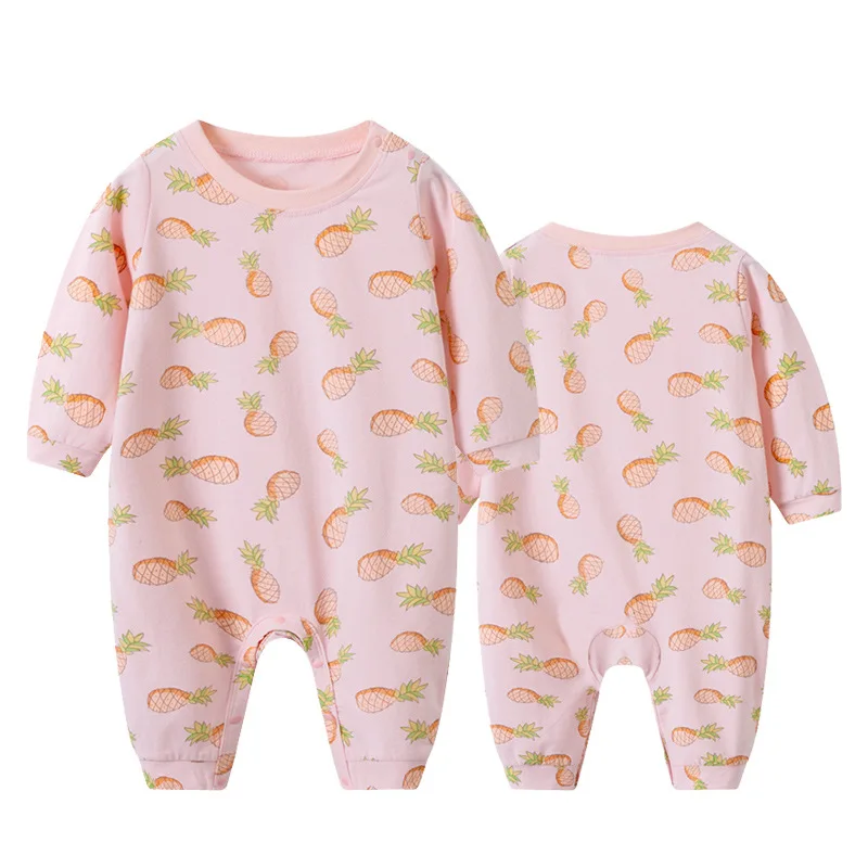 

2019 Spring New Style 0-3 Years Old Baby Newborns Long Sleeve Pure Cotton Crawling Clothes Pineapple Full Printed Long-sleeve Ju