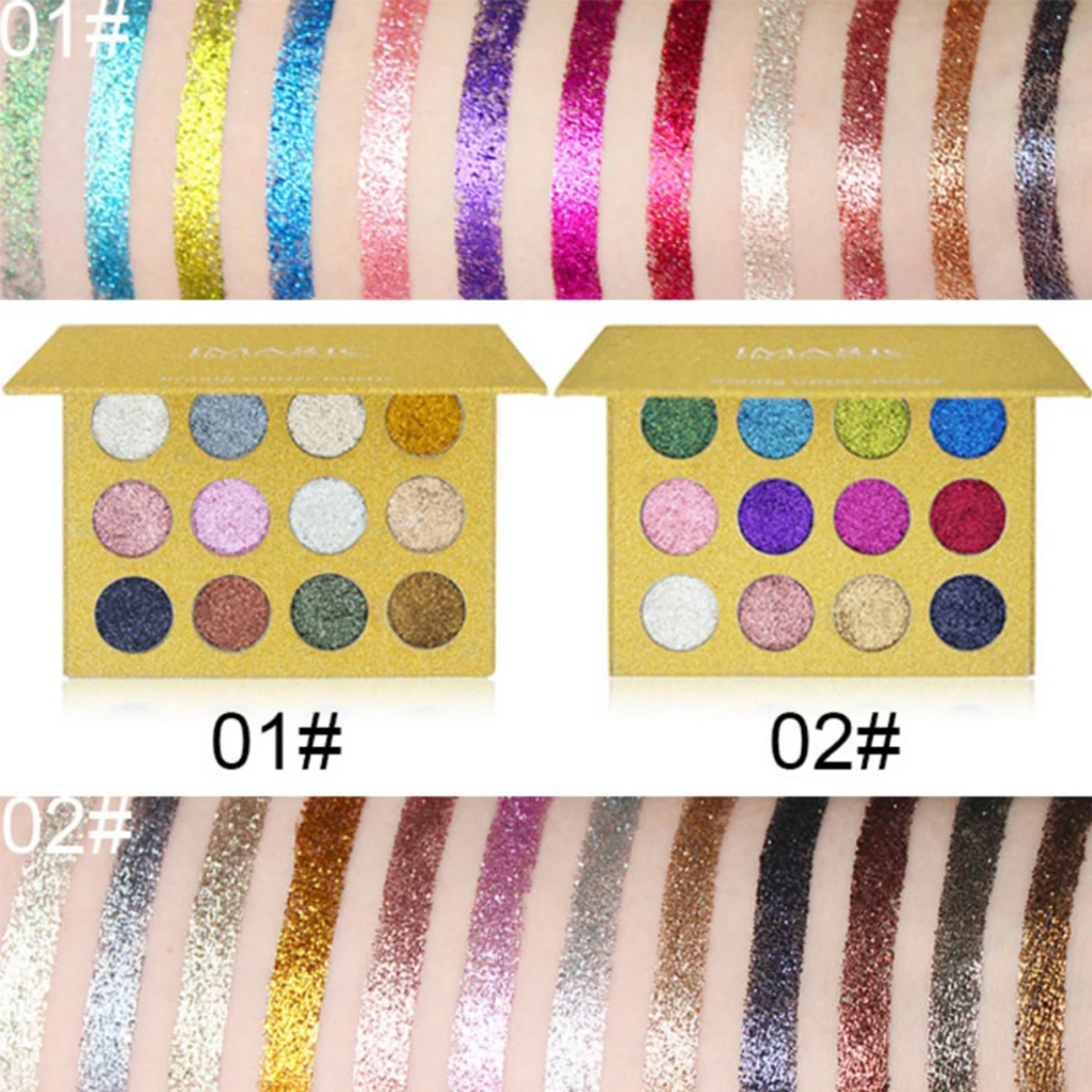 BGVfive12 Colors Glitters Eyeshadow Shimmer Pigment Women Girls Makeup Eyeshadow Powder Sequin