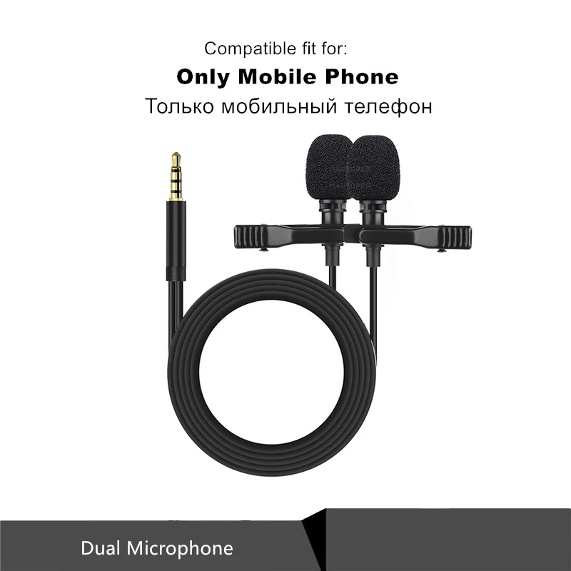 Professionnel Dual Mini Lavalier Microphone For Phone Laptop PC , lapel Microphone For Radio Smartphone Micro karaoke Microfono studio microphone