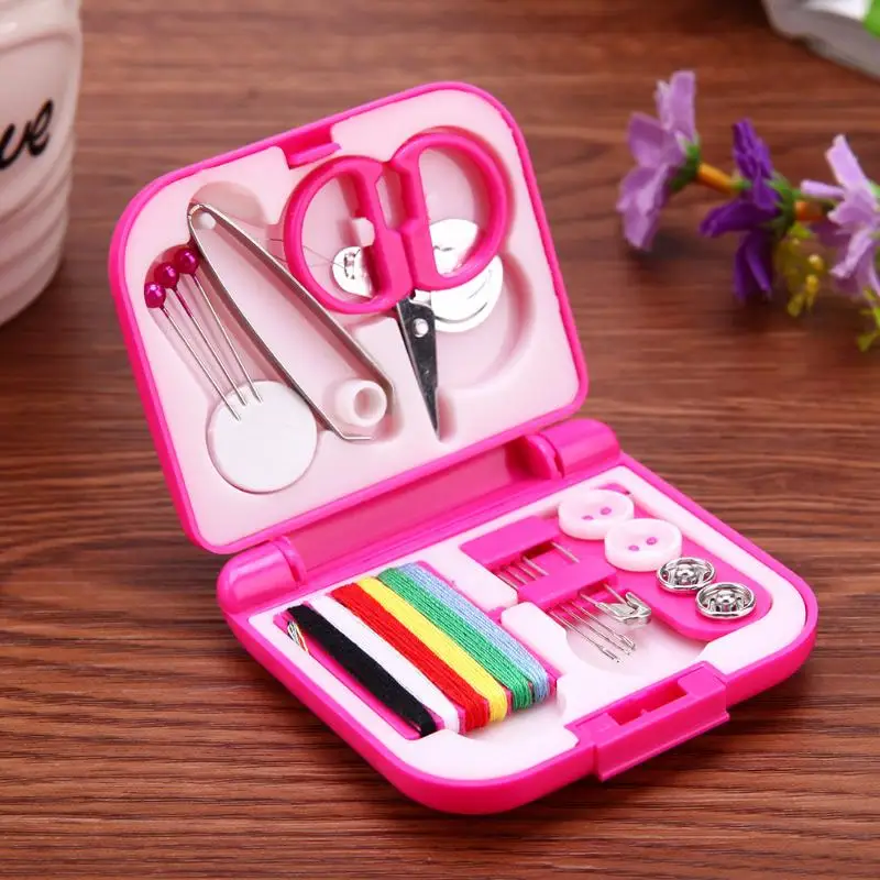 

Sewing Box Needle Threads Box Set Storage Box Portable Travel Scissor Thimble Buttons Pins Home Tools Travel Sewing Kit