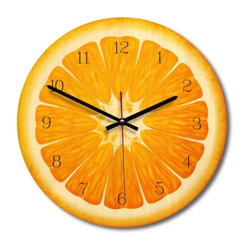 

Creative wall clock, European minimalist wooden decorative clock, fruit Section Orange