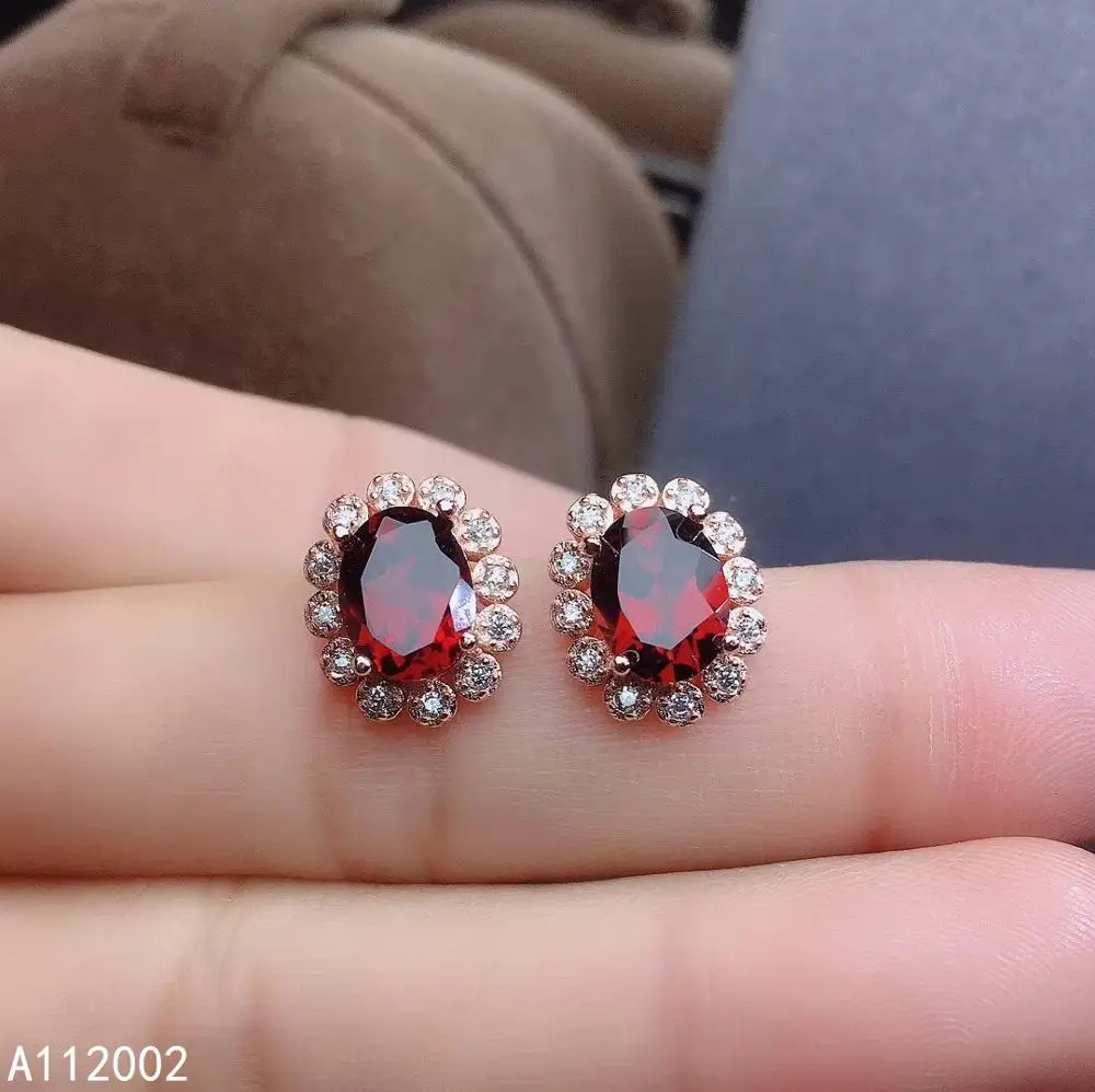 

KJJEAXCMY fine jewelry natural Garnet 925 sterling silver women earrings new Ear Studs support test popular hot selling