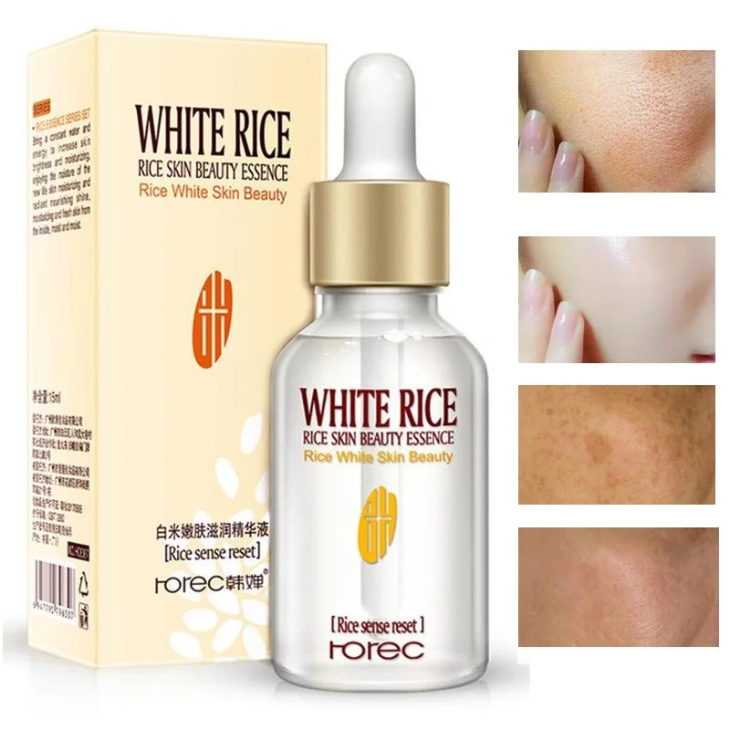 

ROREC White Rice Whitening Serum Face Moisturizing Cream Anti Wrinkle Anti Aging Face Fine Lines Acne Treatment Skin Care 15ml