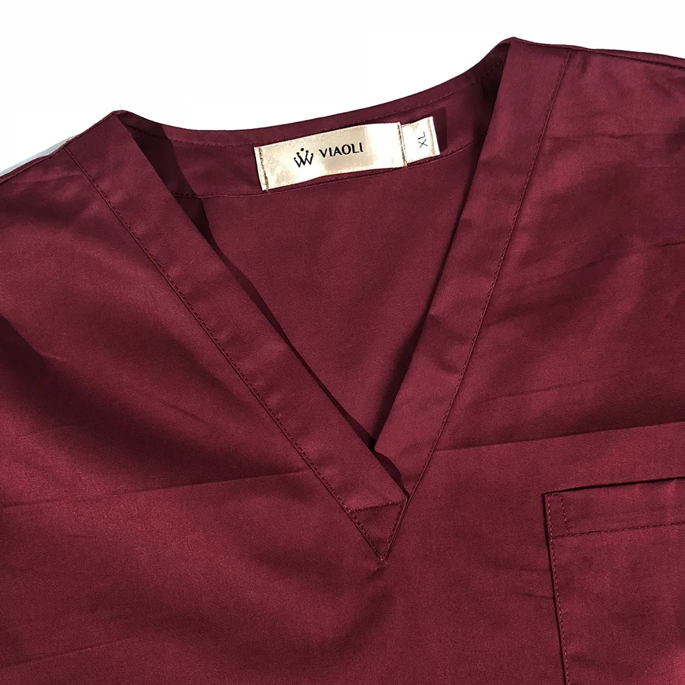 Solid color Cotton Medical Scrubs Surgery Nurse Uniform For Women Medical Clothing Shirt Beauty Salon Work Wear Nursing tops