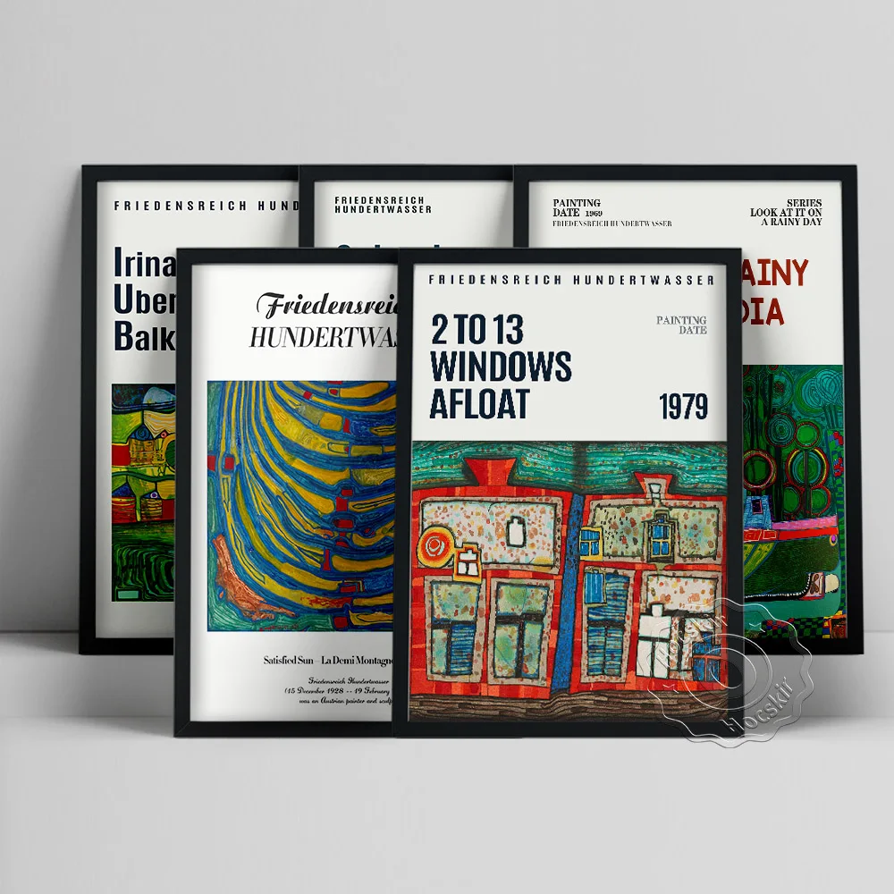 

Friedensreich Hundertwasser Modern Art Exhibition Museum Poster Abstract Colors Prints Canvas Painting Home Decor Wall Stickers