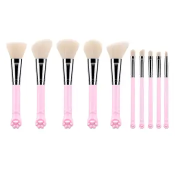 

10pcs Plastic Handle Makeup Brushes Kit Soft Nylon Bristles Cosmetics Powder Blush Brush For Beauty Woman Makeup