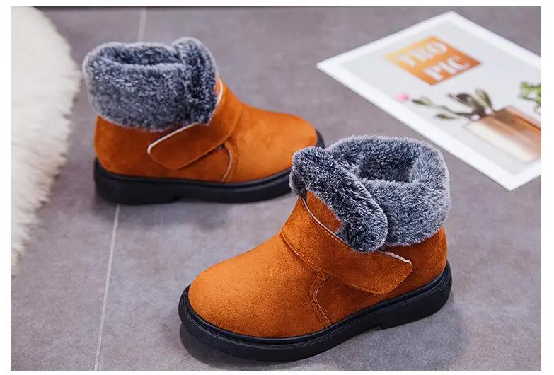 Новые зимние детские модные короткие Ботинки Толстая детская повседневная спортивная обувь теплые плюшевые мягкие ботинки для девочек зимние лыжные ботинки для малышей