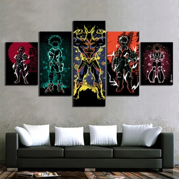 

Modular Hd Prints Picture Home Decoration 5 Panel My Hero Academia Anime Paintings Canvas Poster Wall Art Frame картины на стену