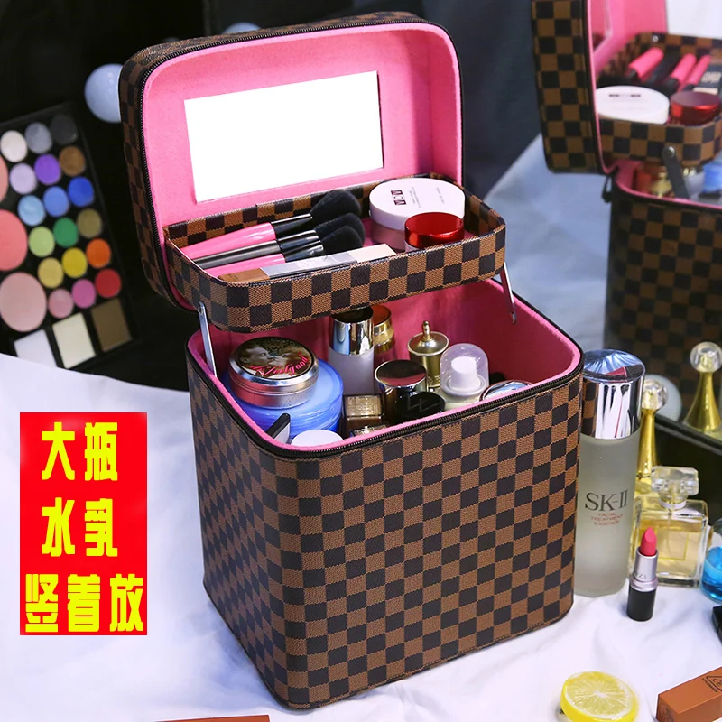 

Cosmetic bag large capacity portable cosmetic case small portable double skin care products storage case big men and women