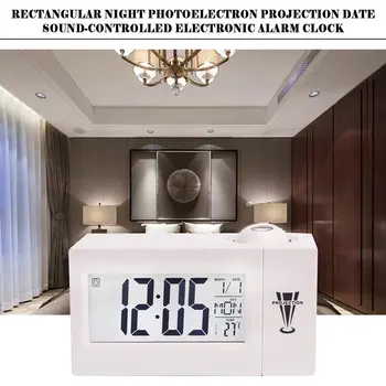

Rectangular Thermometer Electronic Clock Luminous Electronic Snooze Projection Date Sound Control Electronic Alarm Clock