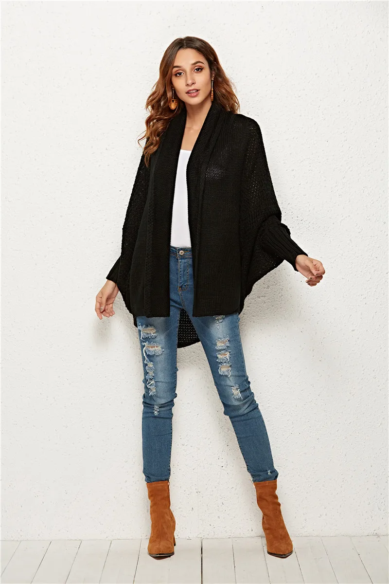 New Fashion Cardigans Women 2019Autumn Winter Warm Knitted Batwing Sleeve Loose Long Knitted Sweater Coat Female Casual Cardigan