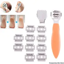 

Foot Callus Shaver Heel Hard Skin Remover Hand Feet Pedicure Razor Tool Shavers Stainless Steel Handle 10 Blades Foot Care Tools