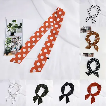 

Silk Scarf For Women 2020 New Dot Print Handle Bag Ribbons Brand Fashion Head Scarf Small Long Skinny Scarves Wholesale