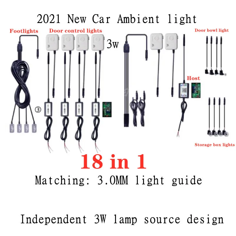 Flexible Car Atmosphere Lamps APP Sound Control RGB Mode Colorful Auto Interior Ambient Light Decorative Lamp Strips Universal