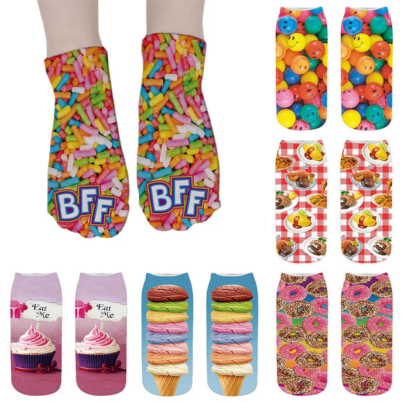 ugg socks Cute Foot Printed 3D Socks For Women Kawaii Low Ankle Femme Girls Cotton Socks Casual Funny Creative Socks Happy Calcetines Sox smartwool socks sale