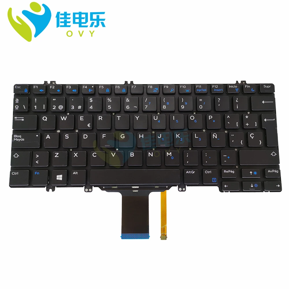 SP 0FJD8V FJD8V клавиатура с подсветкой для Dell Latitude 7380 7390 7280 7290 испанская черная сменная Оригинальная Горячая