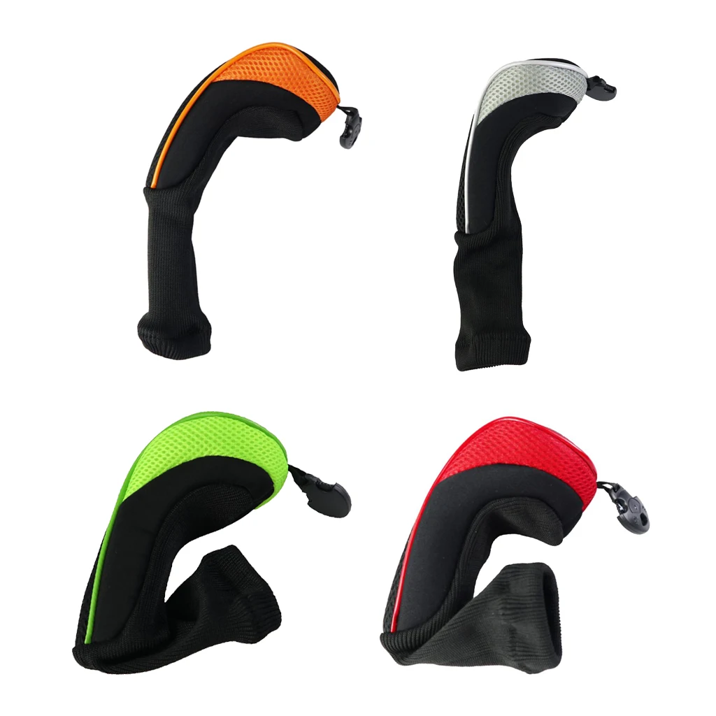 Set Of 4 Mesh Golf Headcover Hybrids Wood Cover Long Neck Fairway Driver Guard