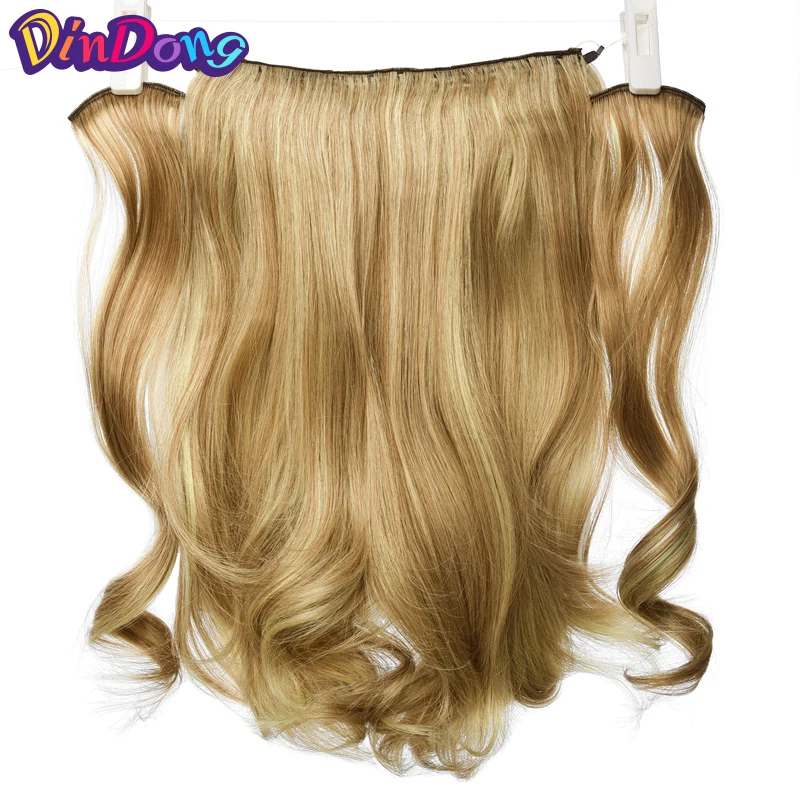 

DinDong Synthetic Fish Line Hair Extensions 9 Clip in Hair Extension 18'' Natural Wavy High Tempreture Fiber Hairpieces