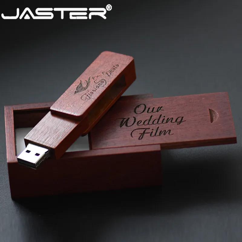 JASTER флэш-накопитель в деревянном корпусе с логотипом на заказ USB+ коробка USB флэш-накопитель 4 ГБ 8 ГБ 16 ГБ флеш-накопитель карта памяти 32 Гб 64 Гб USB DIY логотип оптом