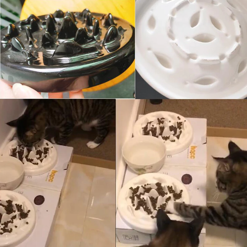HIPET кошка медленная кормушка керамическая миска для питомца собаки анти-дроссель противоскользящая забавная костяная форма рыбы товары для кормления кошек миска для еды блюдо