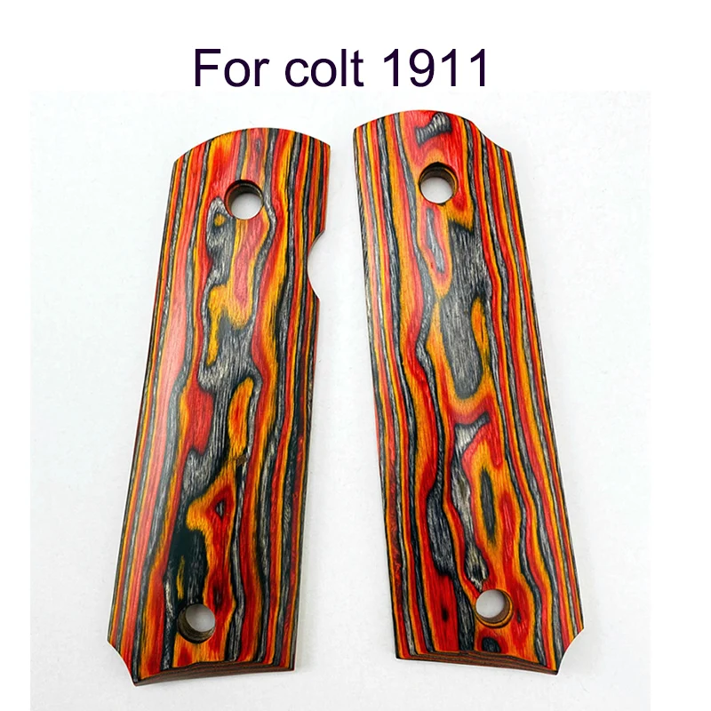 

2Pieces 1911 Grips 3D Composite color wood Handle Grips Patch Custom Grips CNC Handle Grips