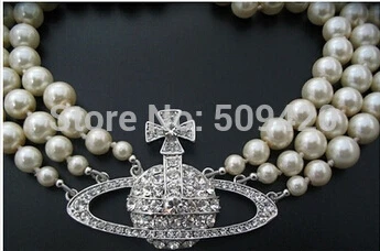 free shipping >>3ROW Natural 8-9mm White Fresh water Pearl Necklace
