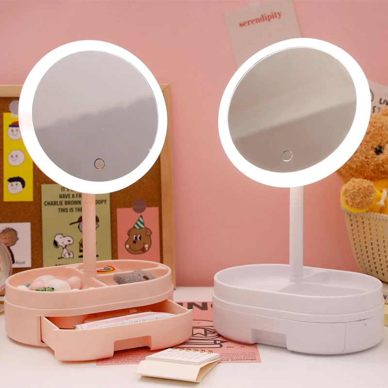 

LED Makeup Mirror Touch Screen Vanity Mirror With Usb Light Adjustable Rechargeable Desktop Makeup Mirror