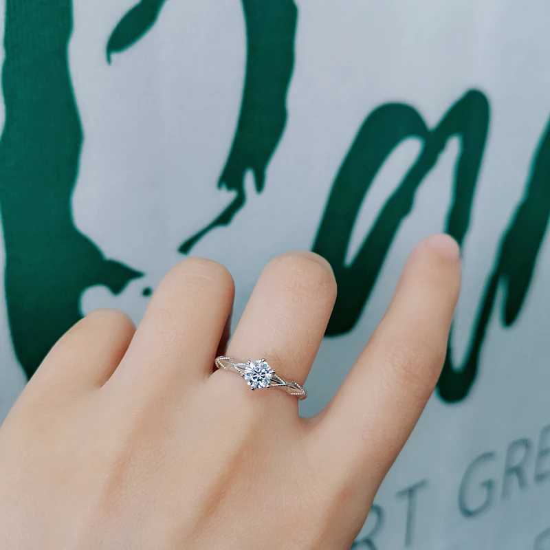 DAIMI кольцо из муасанита с бриллиантами клятва любви D цвет 0,5 карат классические 925 пробы серебряные кольца для женщин Двойные сертификаты