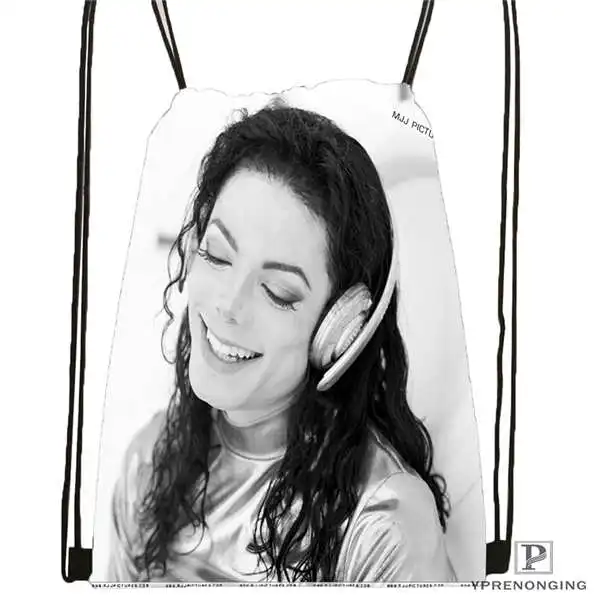 Drawstring Backpack Пользовательские Майкл-Джексон@ 01 походная сумка на шнурке милый рюкзак для детей(черная спинка) 31x40 см#180611-03-111 - Цвет: Drawstring Backpack