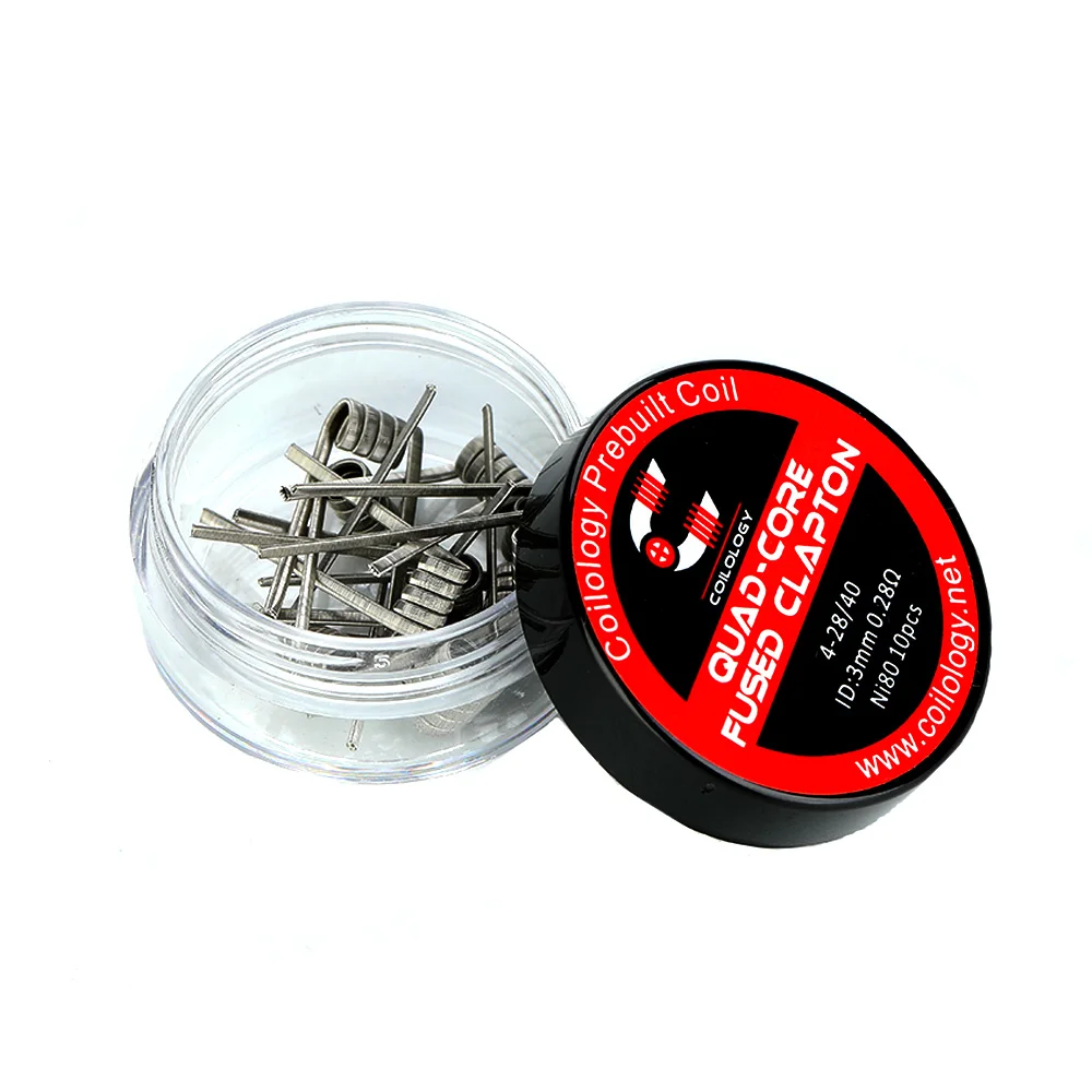 10 шт./упак. Coilology Quad Core Fused Clapton готовая катушка с сопротивлением Ni80 0 28 Ом для