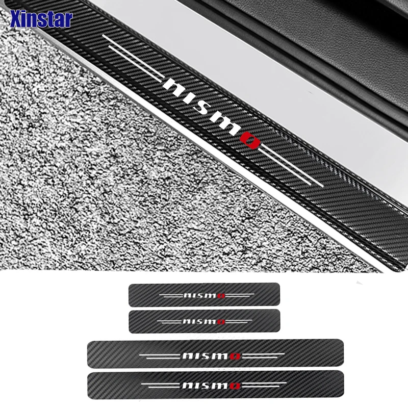 4pcs Carbon Fiber Nismo Car Sticker For Nissan Tida Sunny QASHQAI MARCH LIVINA TEANA X-TRAI Door Sills Guards sticker | Автомобили и