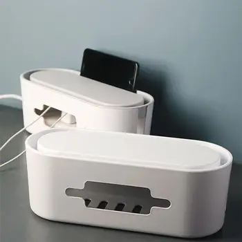 

Cable Storage Box Power Strip Wire Case Anti Dust Charger Socket Organizer Desktop Network Line Storage Bin Wire Container