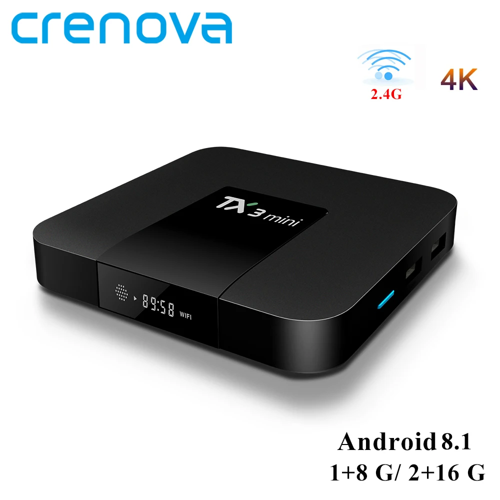 Мини-смарт-ТВ-бокс Crenova TX3 Android 8,1 2 Гб 16 Гб четырехъядерный телеприставка 4K WiFi медиаплеер